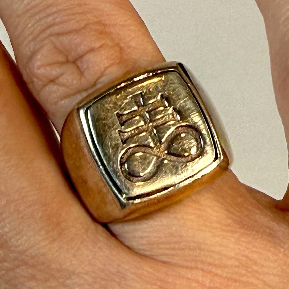 Silver Leviathan cross ring size 9 stamped 925 satanic sigil ring